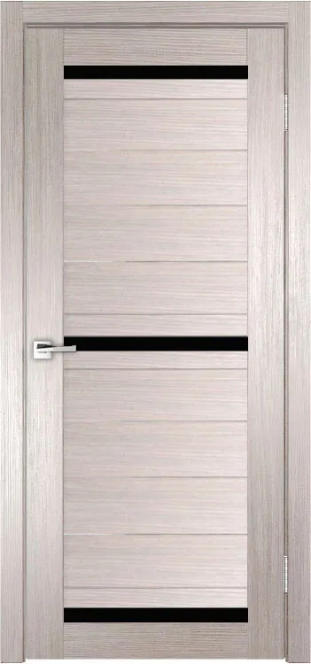 Фото Межкомнатная дверь Легенда Z-4 тон Белая лиственница Стекло Лакобель черное